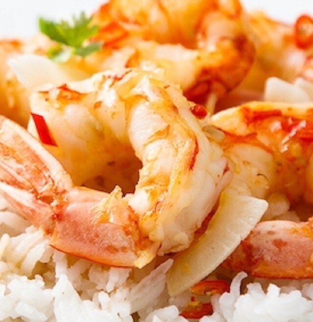 Camarones con Arroz Blanco