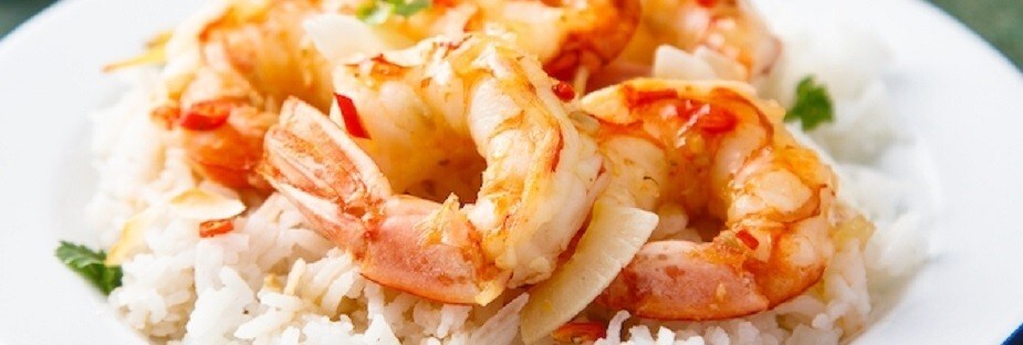 Camarones con Arroz Blanco