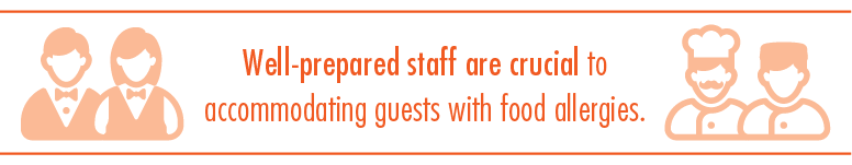 Graphic stating "Well-prepared staff are crucial to accommodating guests with food allergies" Graphic stating "Well-prepared staff are crucial to accommodating guests with food allergies"