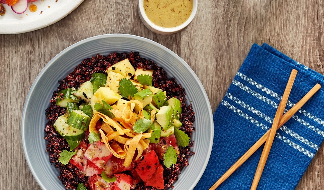 Tuna Poke Taco Bowl with Pineapple and Pickled cucumber Tuna Poke Taco Bowl with Pineapple and Pickled cucumber