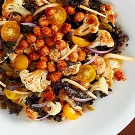 BBQ Cauliflower Kale Salad With Crispy Chickpeas BBQ Cauliflower Kale Salad With Crispy Chickpeas