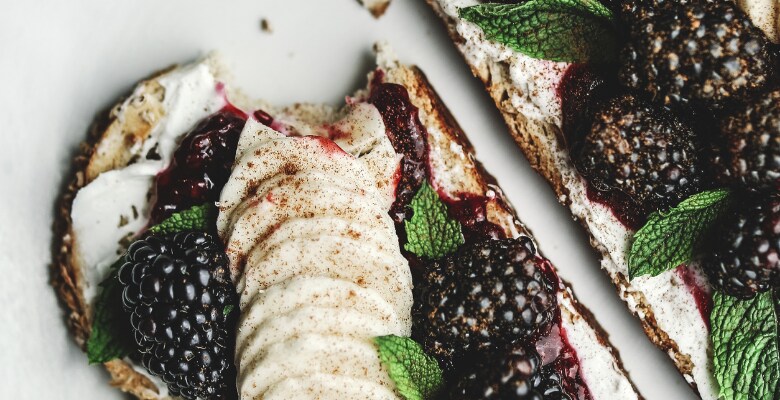 Plant-based dish with herbs and fruit. Plant-based dish with herbs and fruit.