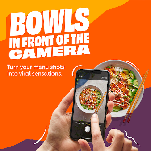 Bowls in front of the camera.