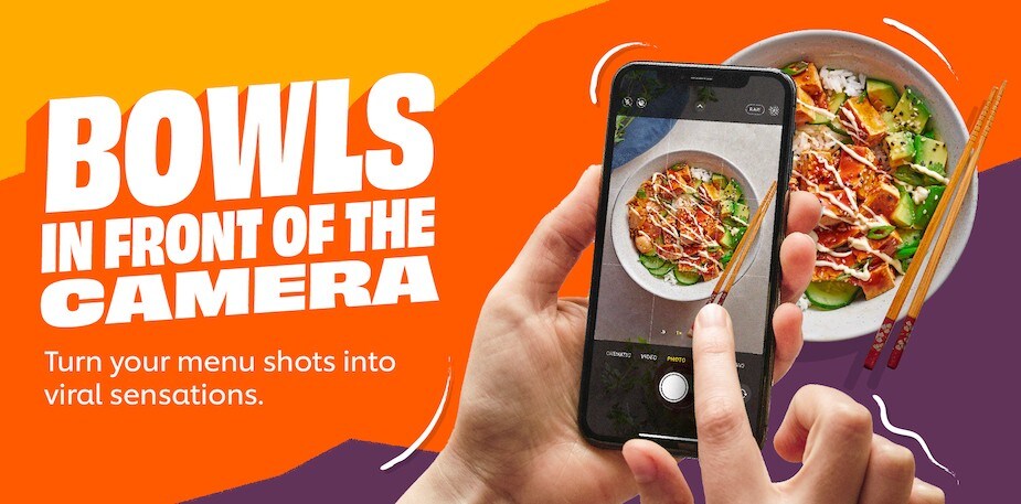 Bowls in front of the camera.