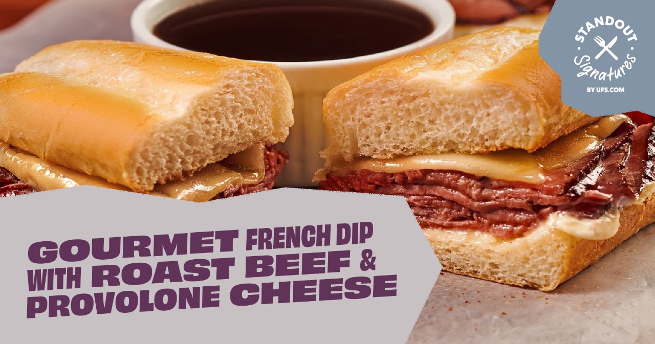 Gourmet French Dip With Roast Beef & Provolone Cheese