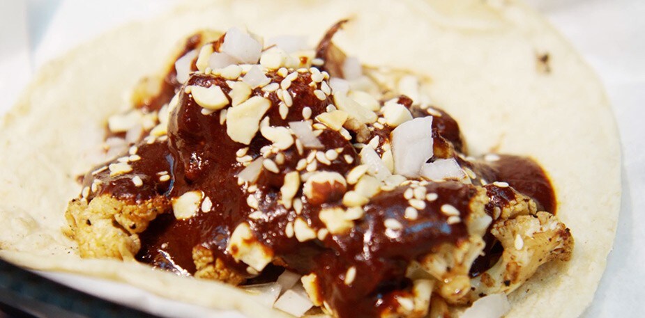 Corazon de Torta's Cauliflower Mole Taco