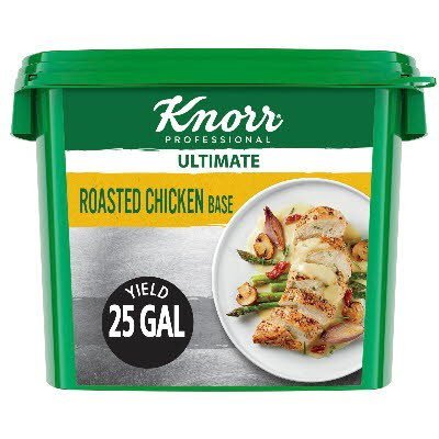 Knorr® Professional Ultimate Chicken Bouillon Base 4 x 5 lb - Excess salt in bases masks the true flavor of soups - not in Knorr® Professional Ultimate Chicken Bouillon Base 4 x 5 lb!
