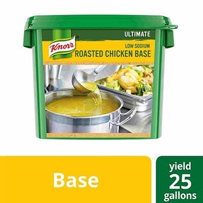 Knorr® Professional Ultimate Low Sodium Chicken Bouillon Base 4 x 5 lb - Excess salt in bases masks the true flavor of soups - not in Knorr® Professional Ultimate Low Sodium Chicken Bouillon Base!