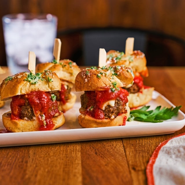 Meatball Parm Slider with Garlic Knots Meatball Parm Slider with Garlic Knots