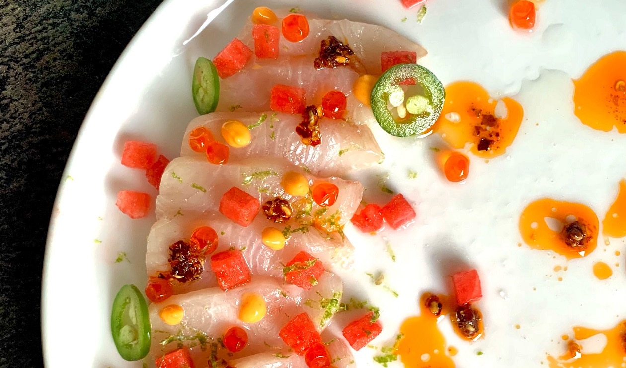 Spicy Hamachi Crudo with Watermelon – - Recipe