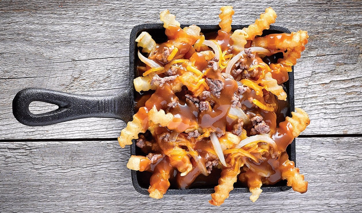 Sweet Onion Loaded Fries with Beef