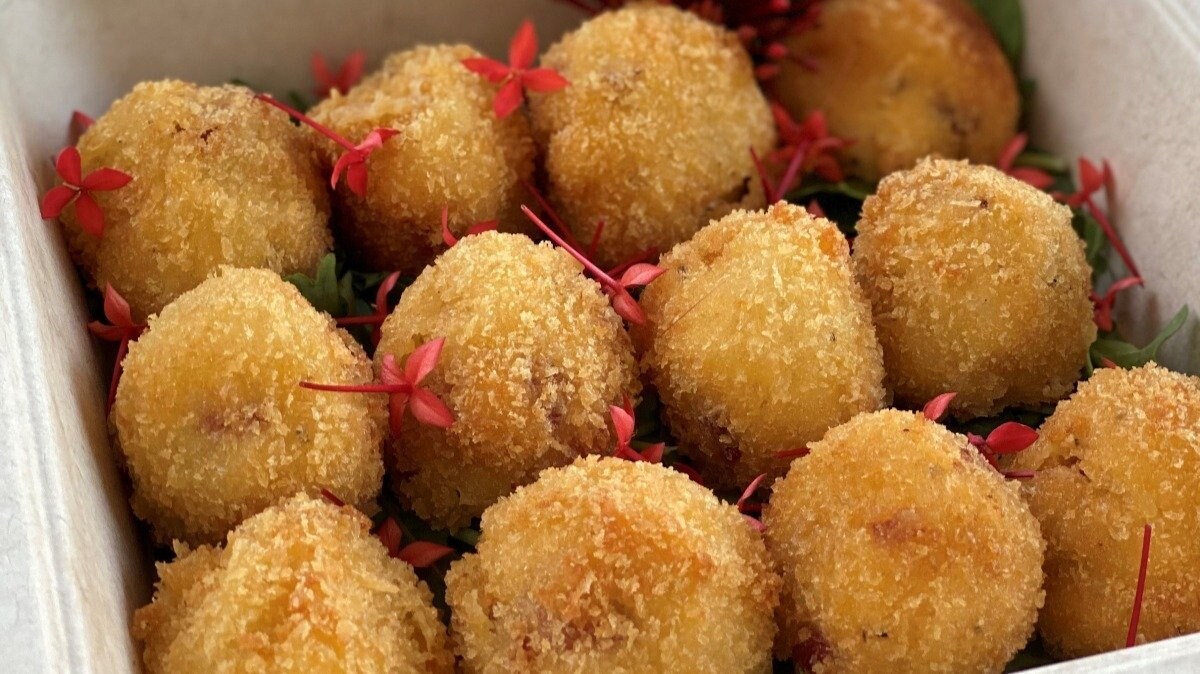 Virginia Ham and Cheddar Croquettes with Grainy Mustard Aioli