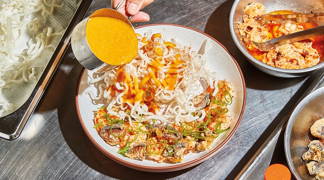 Shrimp Bisque Crispy Noodles – - Recipe