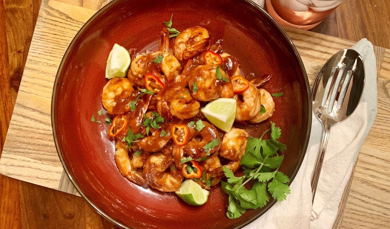Charred Chili Honey Glazed Shrimp – - Recipe