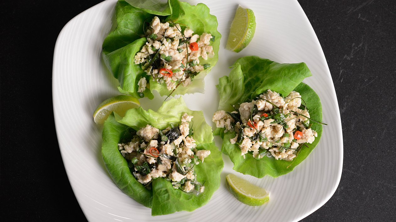 Chicken Larb in Lettuce Cups