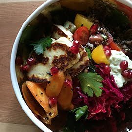 Halloumi-Pomegranate Grain Bowl Halloumi-Pomegranate Grain Bowl