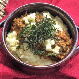 Mushroom Ragout with Creamy Polenta, Taleggio and Charred Greens Mushroom Ragout with Creamy Polenta, Taleggio and Charred Greens