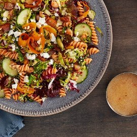 Red Lentil Pasta Bowl with Lemony Roasted Brussels Sprouts Red Lentil Pasta Bowl with Lemony Roasted Brussels Sprouts