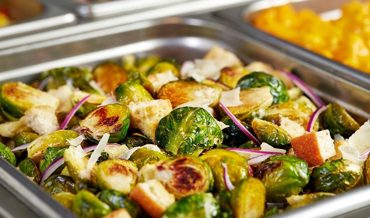 Roasted Brussels Sprouts Caesar Salad with Crispy Pancetta – - Recipe