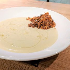 Roasted Parsnip Soup with Chorizo Crumble Roasted Parsnip Soup with Chorizo Crumble