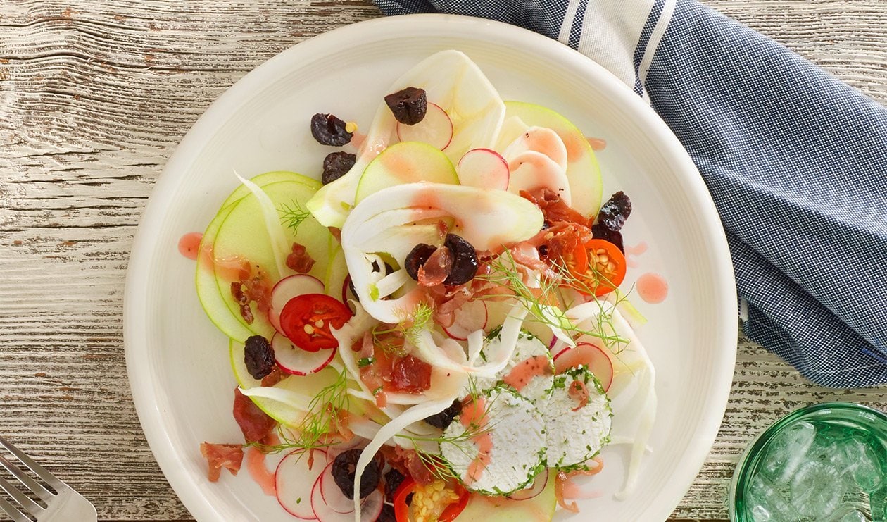 Shaved Fennel and Apple Salad with Pickled Cherries