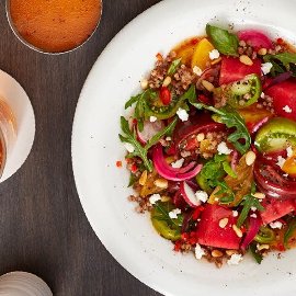 Sweet and Smoky Heirloom Tomato and Watermelon Salad
