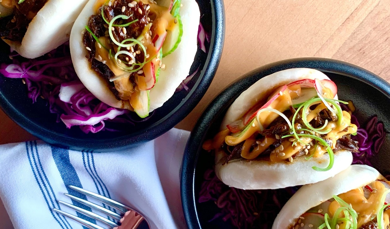 BBQ Beef Bao with Lime Marinated Cucumbers and Spicy Mayo – - Recipe