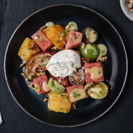 Heirloom Tomato and Watermelon Salad with Burrata Heirloom Tomato and Watermelon Salad with Burrata