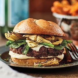 Cheeseburger with Grilled Artichokes