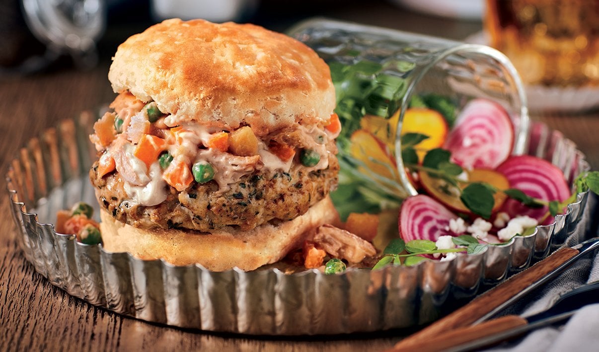 Smoked Chicken Pot Pie Burger – - Recipe