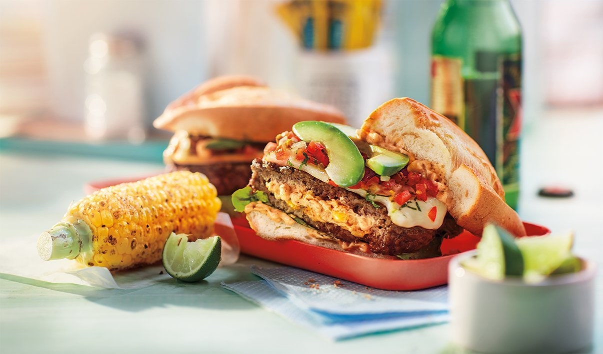 Cheesy Elote Stuffed Burger – - Recipe