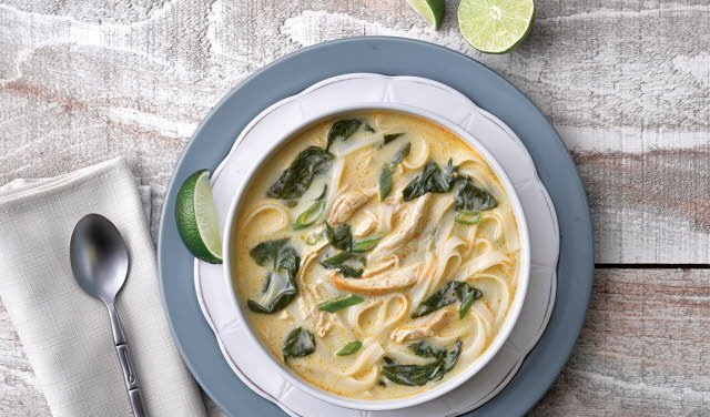 Curried Chicken Coconut Soup with Noodles