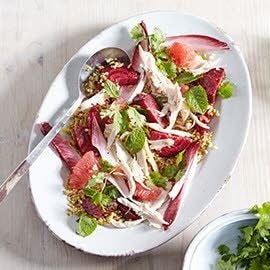 Freekeh, Pulled Chicken, Beet and Grapefruit Salad