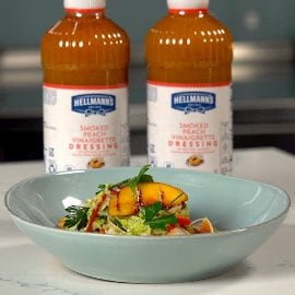 Grilled Peach and Napa Cabbage Slaw