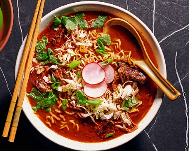 Bold and Spicy Birria Ramen with Beef Bold and Spicy Birria Ramen with Beef