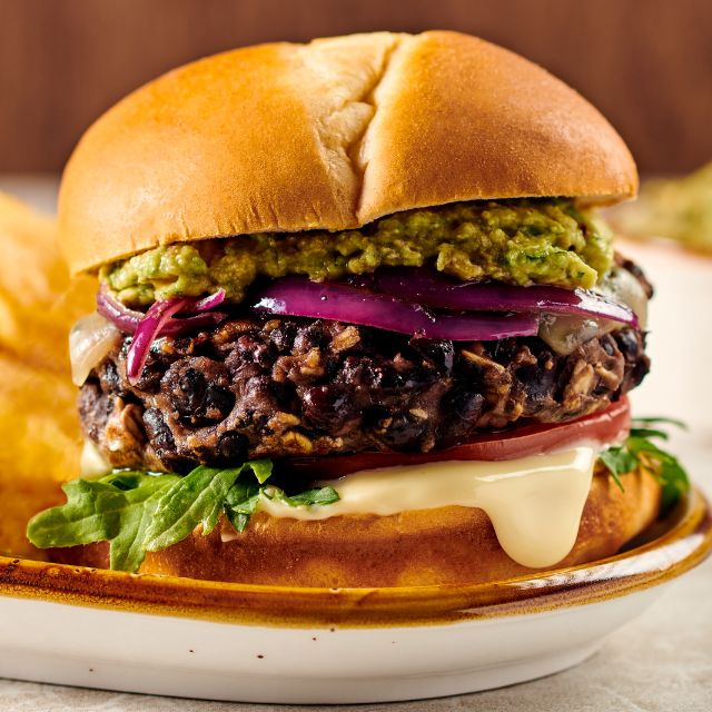 Delectable Black Bean Burger with Creamy Vegan Mayo Delectable Black Bean Burger with Creamy Vegan Mayo