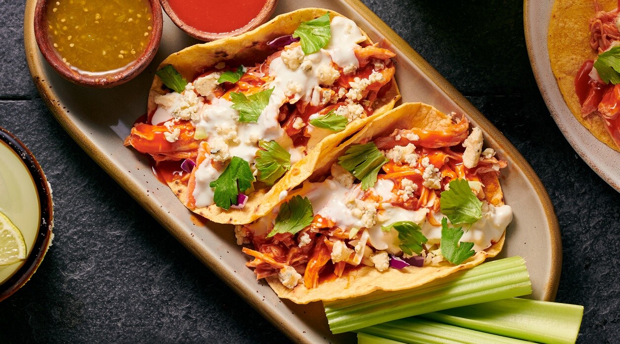 Spicy Buffalo Chicken Tacos with Blue Cheese – - Recipe