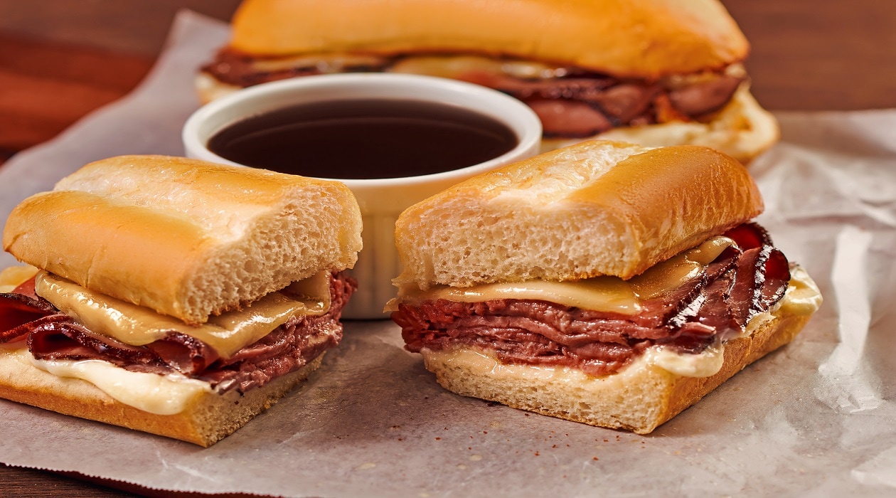 Gourmet French Dip with Roast Beef and Provolone Cheese – - Recipe