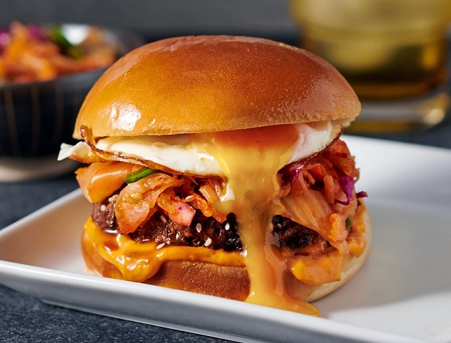 Korean Burger with Kimchi Slaw and Fried Egg Korean Burger with Kimchi Slaw and Fried Egg