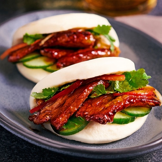 Crispy Pork Belly Bao Buns with Soy Glaze Crispy Pork Belly Bao Buns with Soy Glaze