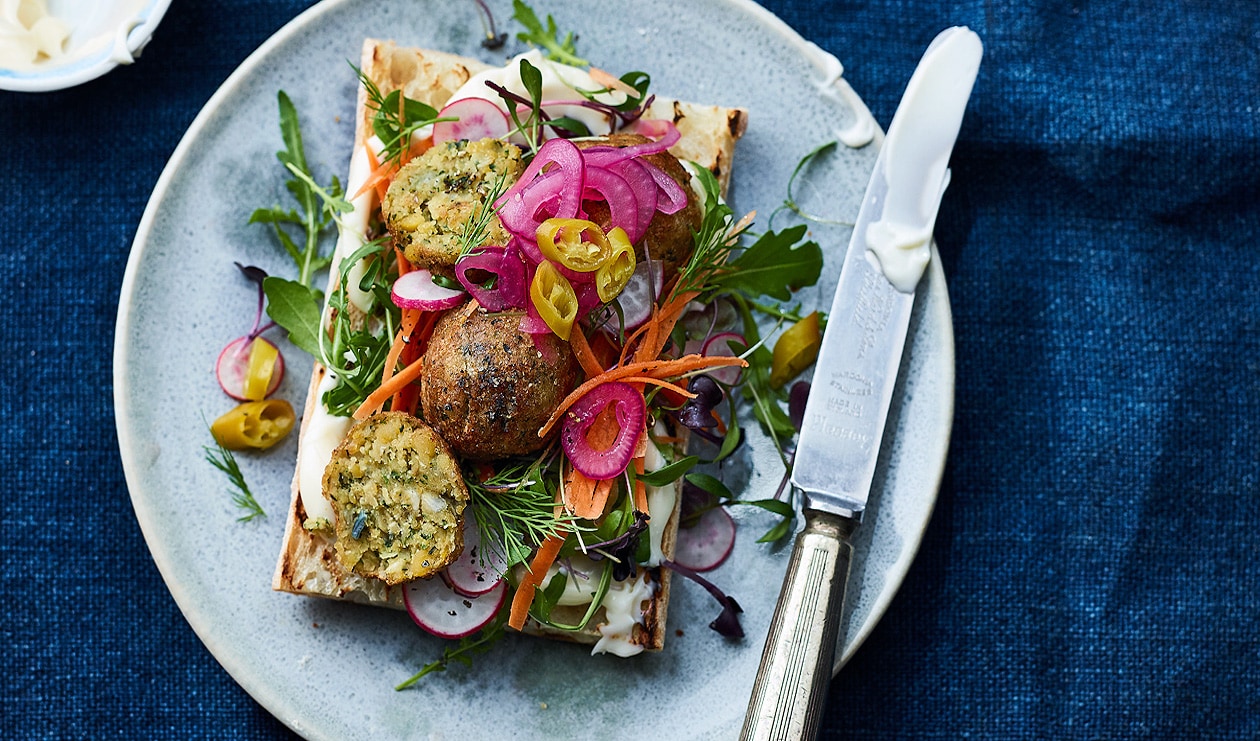 Open-Faced Falafel on Focaccia – - Recipe