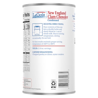 LeGout® New England Clam Chowder Canned Soup 12 x 50 oz - 