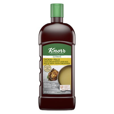 Knorr® Professional Liquid Concentrated Base Chicken 4 x 32 oz - Knorr® liquid concentrated base offers exceptional flavor, color, and aroma.