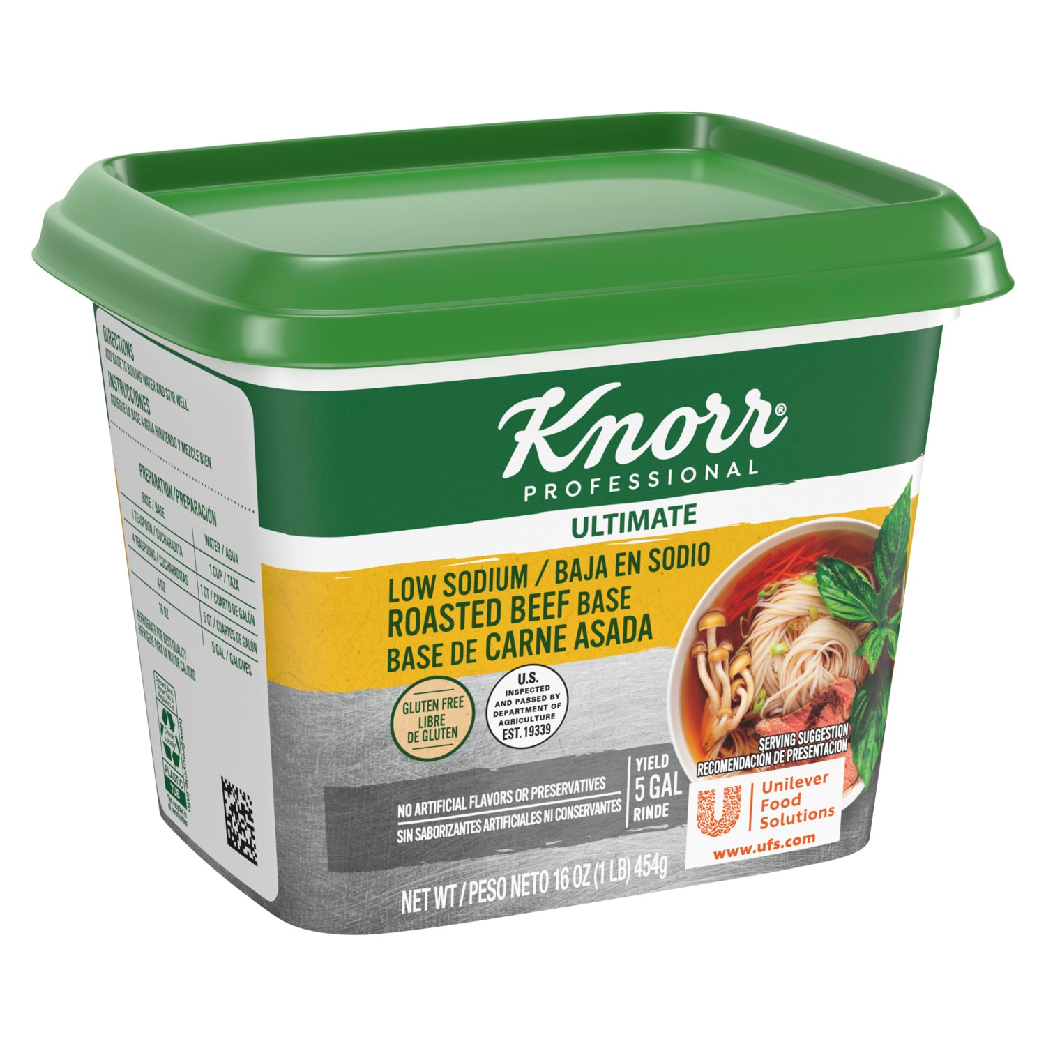Knorr® Professional Ultimate Low Sodium Beef 1lb. 6 Pack - Excess salt in bases masks the true flavor of soups - not in Knorr® Professional Ultimate Low Sodium Beef Bouillon Base 6 x 1 lb!