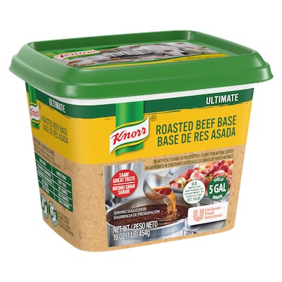 Knorr® Professional Ultimate Beef Bouillon Base 6 x 1 lb - Excess salt in bases masks the true flavor of soups - not in Knorr® Professional Ultimate Beef Bouillon Base 6 x 1 lb!