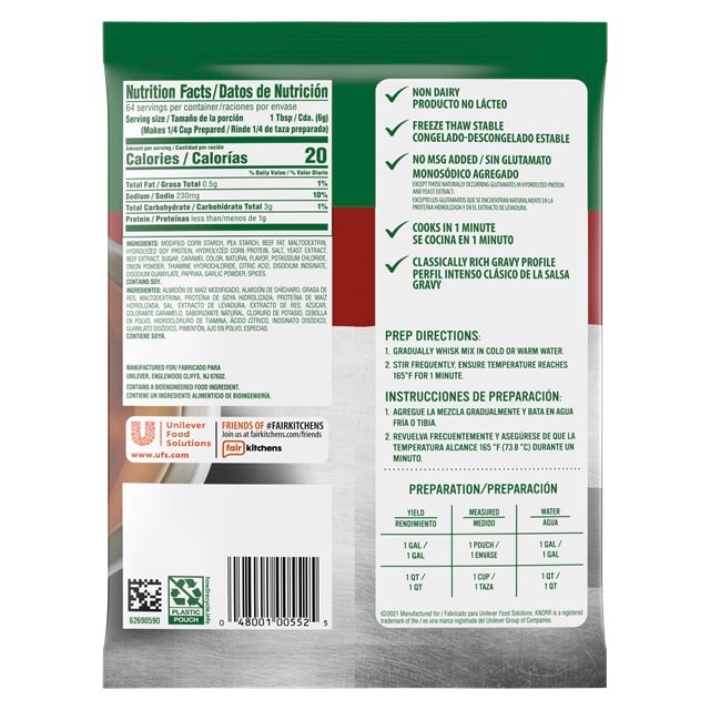 Knorr® Professional Beef Gravy 6 x 12.66 oz - Knorr® Beef Gravy delivers superior quality, balanced meat flavor, and performance you can rely on.
