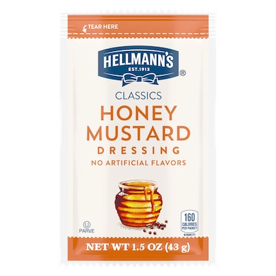 Hellmann's® Classics Honey Mustard Dressing Sachet 102 x 1.5 oz - To your best salads with Hellmann's® Classics Honey Mustard Dressing (102 x 1.5 oz) that looks, performs and tastes like you made it yourself.