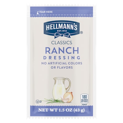 Hellmann's® Classics Ranch Dressing Sachet 102 x 1.5 oz - To your best salads with Hellmann's® Classics Ranch Dressing (102 x 1.5 oz) that looks, performs and tastes like you made it yourself.