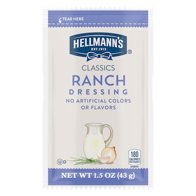 Hellmann's® Classics Ranch Dressing Sachet 102 x 1.5 oz - To your best salads with Hellmann's® Classics Ranch Dressing (102 x 1.5 oz) that looks, performs and tastes like you made it yourself.