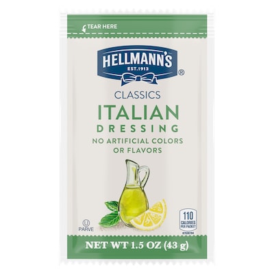 Hellmann's® Classics Italian Dressing Sachet 102 x 1.5 oz - To your best salads with Hellmann's® Classics Italian Dressing (102 x 1.5 oz) that looks, performs and tastes like you made it yourself.